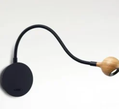 Applique murale, N°8, noir et chêne, Led, 2700k, 150lm,ø11,5 cm - Marset