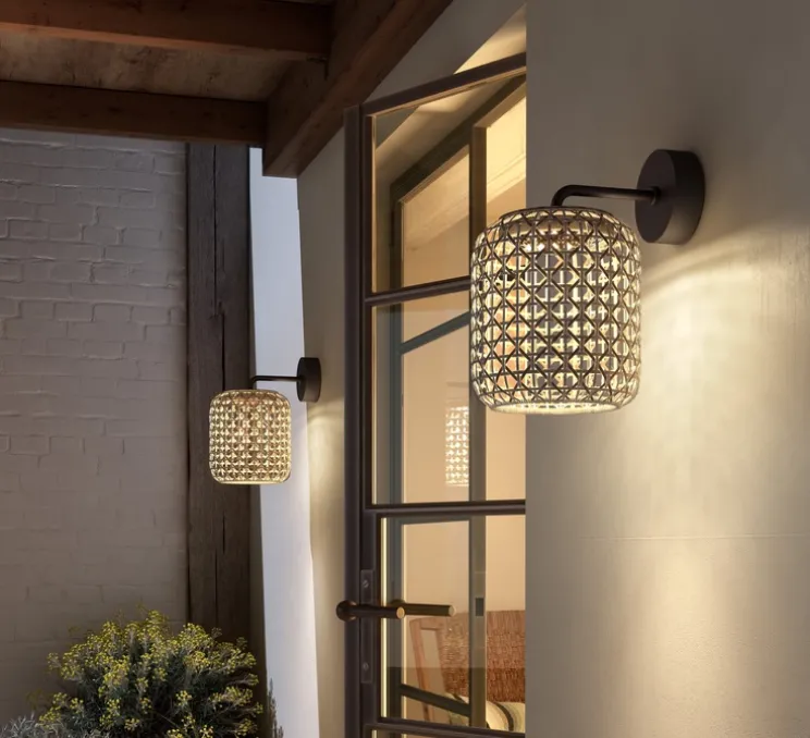 Applique murale, Nans A/02 Outdoor, Brun graphite - Teinte marron, IP66, LED, dim, 2700K, 1450 lm, Ø29cm, H34,4cm - Bover