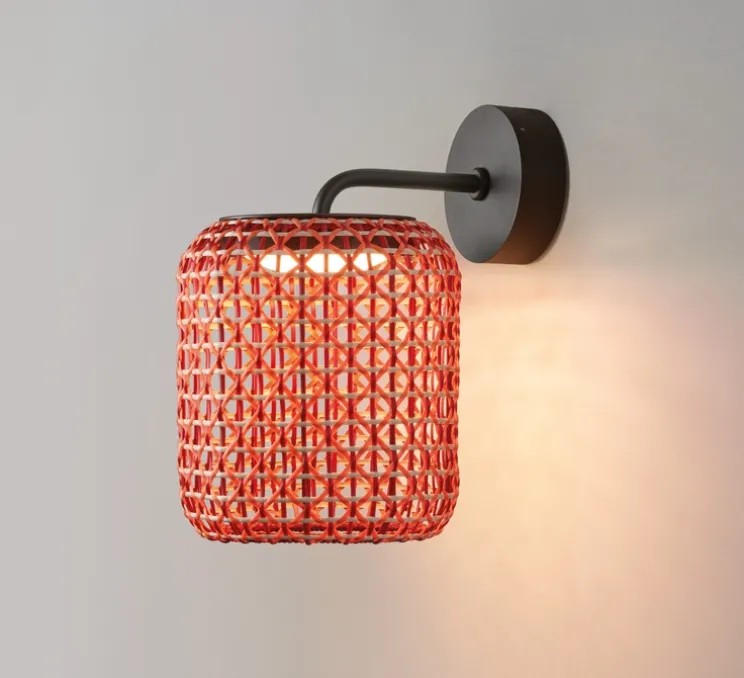 Applique murale, Nans A/02 Outdoor, Brun graphite - Teinte rouge, IP66, LED, dim, 2700K, 1450 lm, Ø29cm, H34,4cm - Bover