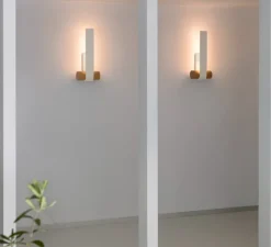 Applique murale, Nastro 563.42, beige, bois de frêne, IP40, LED, dim, 2700K, 2300 lm, L22cm, H51cm - Tooy