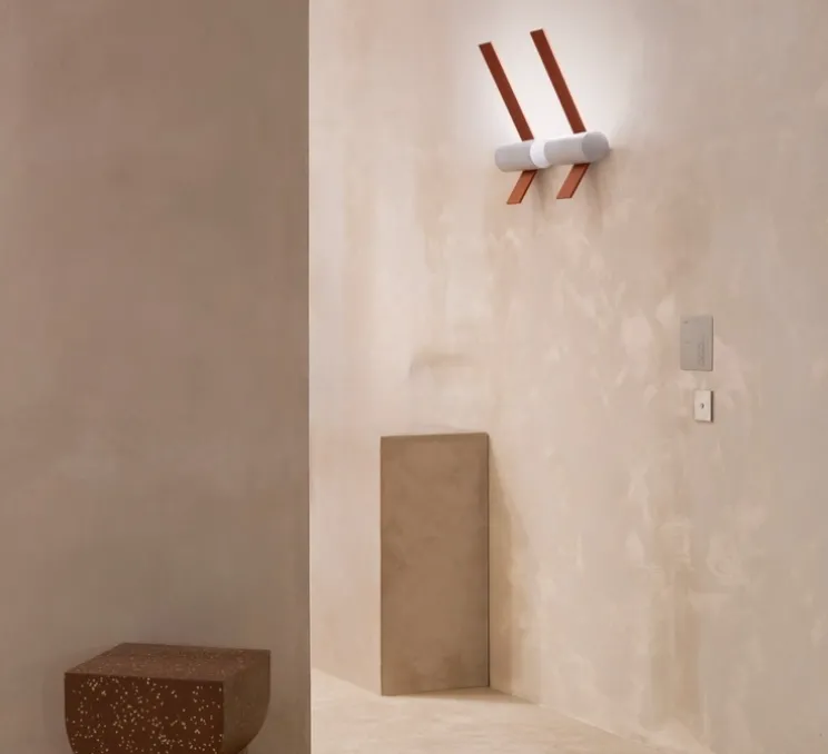 Applique murale, Nastro 563.41, terracotta, béton , IP40, LED, dim, 2700K, 1700 lm, L22cm, H50cm - Tooy