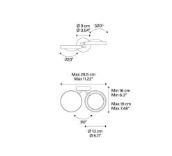Applique murale, Nautilus Double, noir mat, LED, 2700K, 1990 lm, L28,5cm, H6cm - Lodes