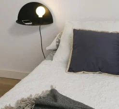 Applique murale, Nit, droite, noir mat, L40cm, H20cm - Faro