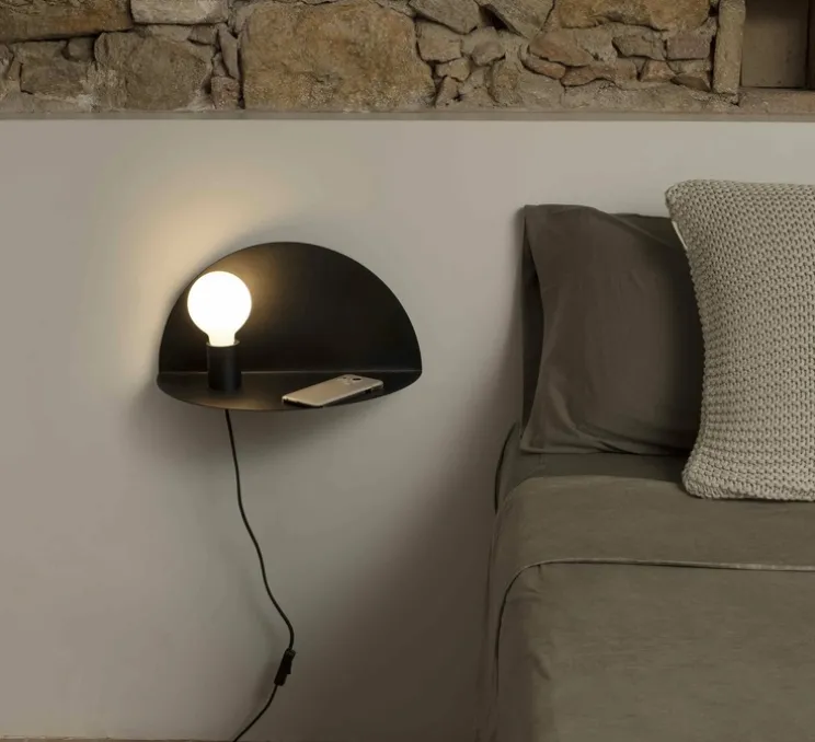 Applique murale, Nit, gauche, noir mat, L40cm, H20cm - Faro