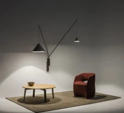 Applique murale, North, 5635, noir, LED, dim, 2700k, 1598 lm, L250cm, H175cm - Vibia