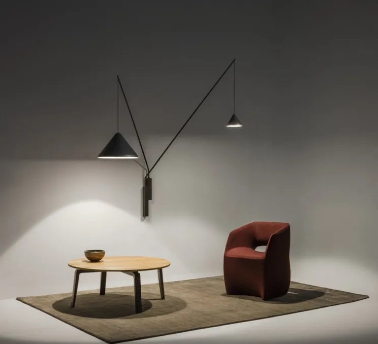 Applique murale, North, 5635, noir, LED, dim, 2700k, 1598 lm, L250cm, H175cm - Vibia