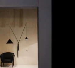 Applique murale, North, 5635, noir, LED, dim, 2700k, 1598 lm, L250cm, H175cm - Vibia