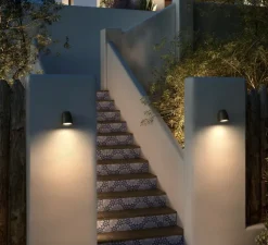 Applique murale, Nut A/01 Outdoor, noir texturé, IP66, LED, dim, 2700K, 950 lm, Ø15,5cm, H13,5cm - Bover