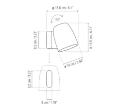 Applique murale, Nut A/01 Outdoor, noir texturé, IP66, LED, dim, 2700K, 950 lm, Ø15,5cm, H13,5cm - Bover