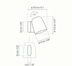 Applique murale, Nut A/01 sans bouton, noir, IP54, LED, dim, 2700K, 950 lm, L10cm, H13,5cm - Bover