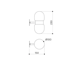 Applique murale, Nuvol double, laiton brossé, verre opalin mat, L10cm, H23cm - Contain