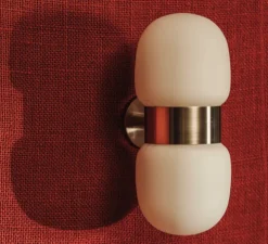 Applique murale, Nuvol double, nickel brossé, verre opalin mat, L10cm, H23cm - Contain