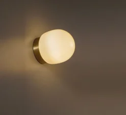 Applique murale, Nuvol Simple, laiton brossé, verre opalin mat, L11cm, H10cm - Contain