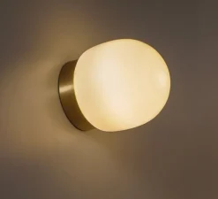 Applique murale, Nuvol simple, laiton poli, verre opalin, Ø10cm, H11cm - Contain