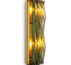 Applique murale, Nuvola L, laiton antique, verre transparent vert, L18cm, H50cm - Eichholtz