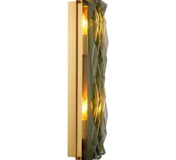 Applique murale, Nuvola L, laiton antique, verre transparent vert, L18cm, H50cm - Eichholtz