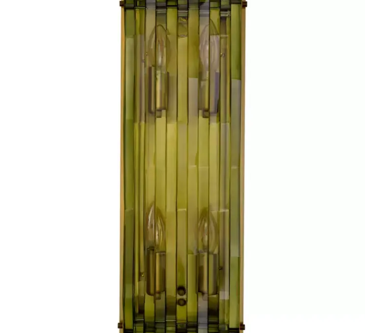 Applique murale, Nuvola L, laiton antique, verre transparent vert, L18cm, H50cm - Eichholtz