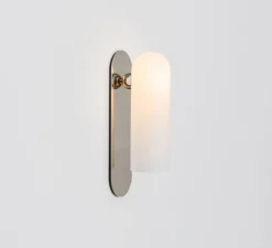 Applique murale, Odyssey Large, opalin et nickel poli, L10,5cm, H38cm - Schwung