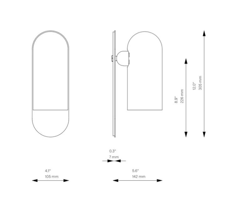 Applique murale, Odyssey Medium, opalin et Nickel poli, L10,5cm, H30,5cm - Schwung