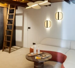 Applique murale, Omma, blanc naturel, structure or, LED, dim, 3000K, 840 lm, L36cm, H36cm - LZF