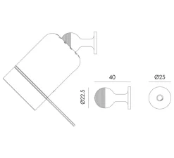 Applique murale, One + Knob, noir, LED, dim, 2700K, 245 lm, L11,7cm, H5cm - Tonone