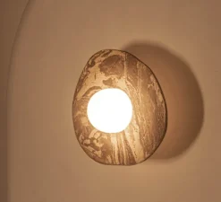 Applique murale, Organic Ceramic 14/16, céramique noir, verre givré, Ø14/16cm, H10cm - Contain