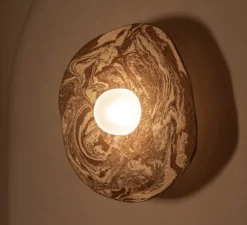 Applique murale, Organic Ceramic 22/24, céramique noir, verre givré, Ø22/24cm, H10cm - Contain