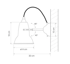 Applique murale, Original 1227, noir et laiton,Ø14cm, H16cm - Anglepoise
