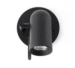 Applique murale, Orleans, interrupteur, noir, L15cm, H20cm - Faro