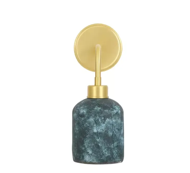 Applique murale, Osier, bleu terre, laiton satiné, L12cm, H31cm - Mullan Lighting