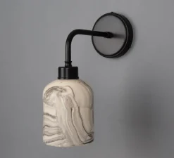 Applique murale, Osier, marbrée, noir mat, Ø12cm, H31cm - Mullan Lighting