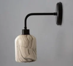 Applique murale, Osier, marbrée, noir mat, Ø12cm, H31cm - Mullan Lighting