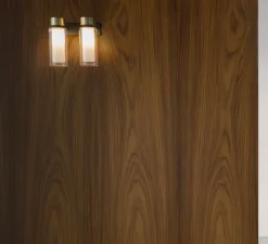 Applique murale, Osman, métal noir mat et laiton brossé, verre transparent, L22cm, H23cm - Tooy