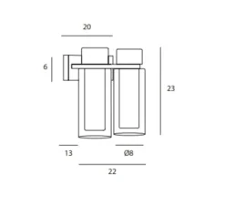 Applique murale, Osman, métal noir mat et laiton brossé, verre transparent, L22cm, H23cm - Tooy