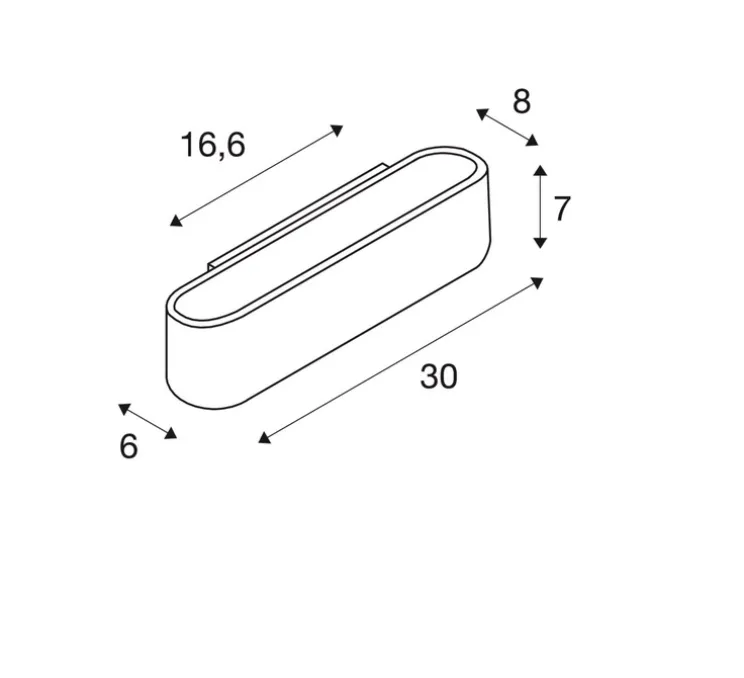 Applique murale, Ossa 300, noir, L30cm, H7cm - SLV