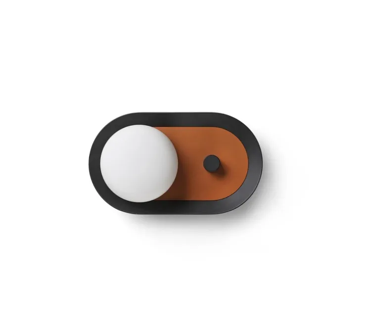 Applique murale ou lampe à poser, Maya, terracotta/noir, LED, dim, 2700K, 580 lm, L8,9cm, H20,6cm - Faro
