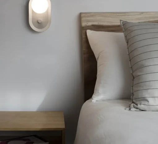 Applique murale ou lampe à poser, Maya, beige, LED, dim, 2700K, 580 lm, L8,9cm, H20,6cm - Faro