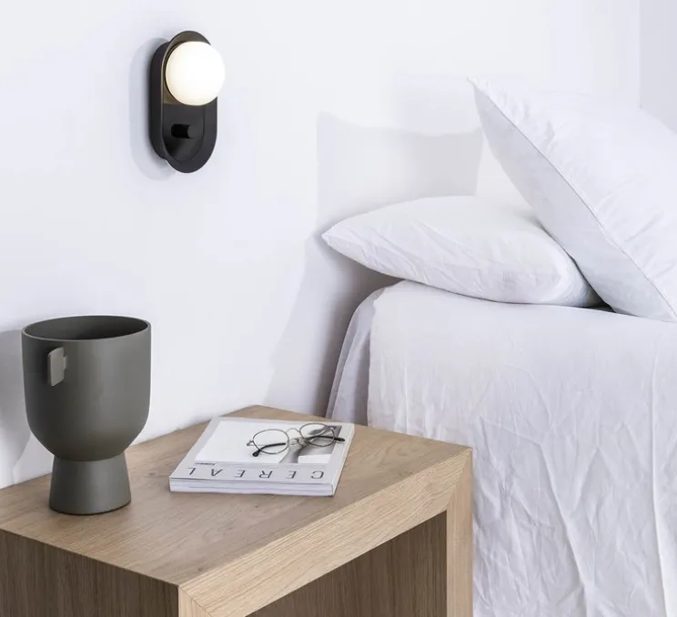 Applique murale ou lampe à poser, Maya, noir, LED, dim, 2700K, 580 lm, L8,9cm, H20,6cm - Faro