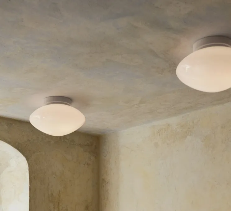 Applique murale ou plafonnier, Mist AP22, blanc opalin, IP44, L25cm, H25cm - Andtradition