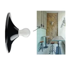 Applique murale ou plafonnier, light.064, noir, Ø25cm, H6,5cm - Zangra