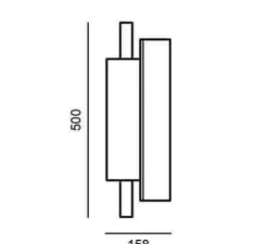 Applique murale, Overlay M, verre ambre brillant, base béton anthracite, L15,8cm, H50cm - Brokis