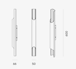Applique murale, Pan 50, aluminium, L6,6cm, H60cm - lyfa