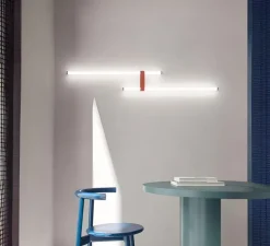 Applique murale, Paralela, Modèle 8, driver et fixation murale inclus, Rouge terre, LED, dim, 2700K, 1418 lm, Ø3cm, H93,6cm - Axolight