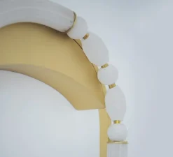 Applique murale, Pearl S, laiton satiné, albâtre, LED, 2700K, 2370 lm, TRIAC, L36cm, H59cm - AME EDITIONS MANUFACTUREES