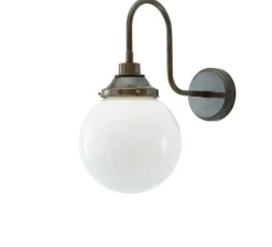 Applique murale, Pelagia, laiton antique, opalin, IP44, L20cm, H40cm - Mullan Lighting