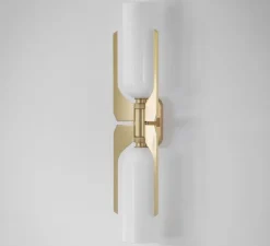 Applique murale, Pennon wall, laiton, verre opalin, Ø13cm, H63cm - Bert Frank