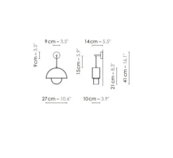 Applique murale, Petit Arto, blanc & bordure noire, L27cm, H21cm - DesignHeure