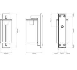 Applique murale, Pimlico 400, noir texturé, IP23, L13cm, H40cm - Astro Lighting