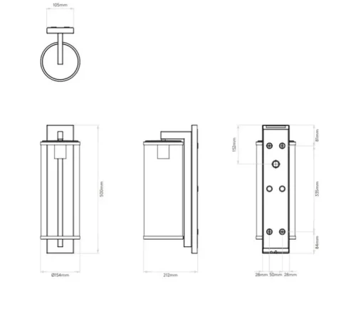 Applique murale, Pimlico 500, bronze, IP23, L15,4cm, H50cm - Astro Lighting