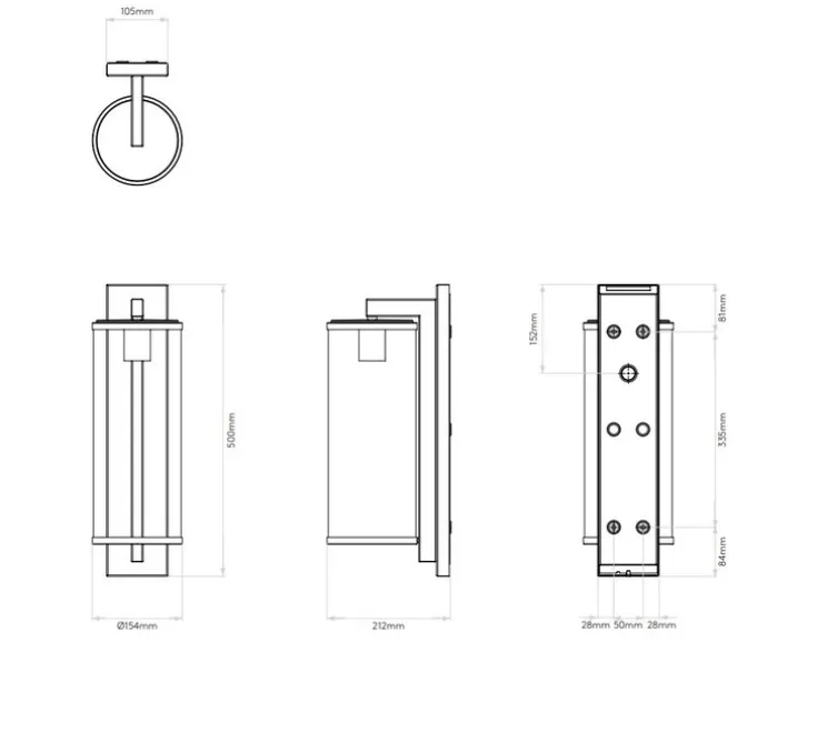 Applique murale, Pimlico 500, bronze, IP23, L15,4cm, H50cm - Astro Lighting